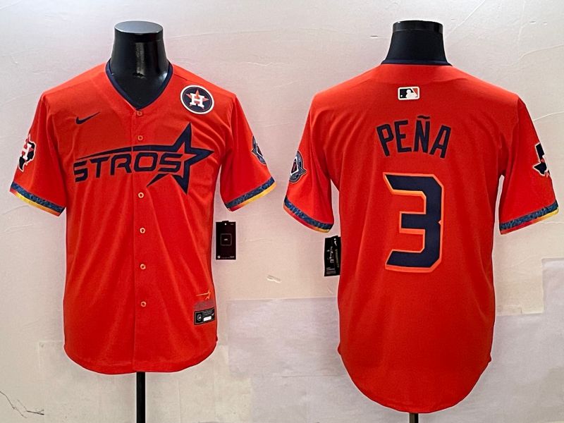 Men Houston Astros #3 Pena Orange Fourth generation Joint Name Nike 2025 MLB Jersey style 6